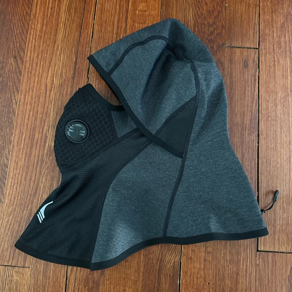 Gray and Black Hooded Face Mask